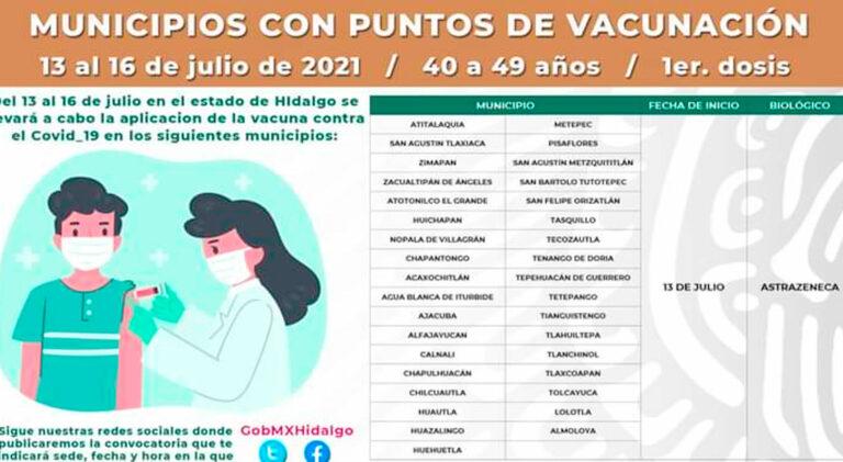 Imagen: Anuncian vacunación para personas de 40 a 49 años en 35 municipios de Hidalgo