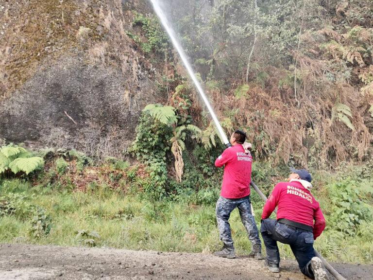 Imagen: Bomberos y SSPH se unen para sofocar incendio forestal en Tenango de Doria