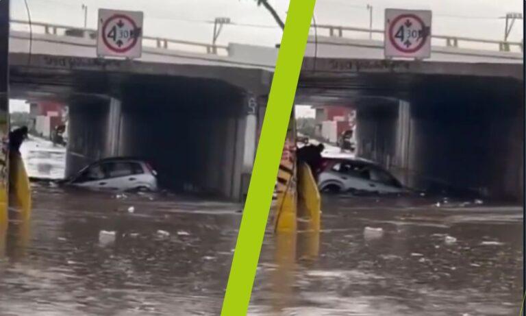 VIDEO: Vehículos quedan bajo el agua durante tromba en la autopista México-Pachuca