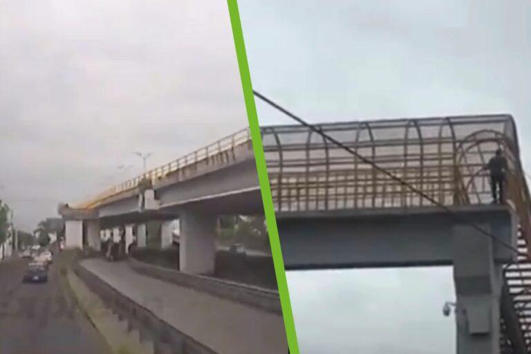 Imagen: Video: Camión cae de un distribuidor vial en Cuernavaca; chofer intentó huir