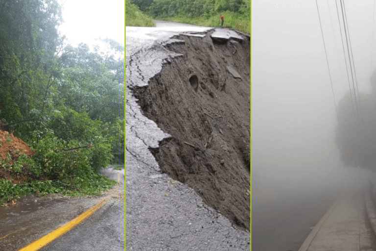 Imagen: Aleta en Tlanchinol: Derrumbes y deslaves en tramos de la carretera