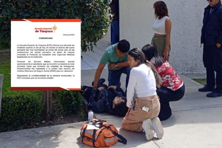 Imagen: ¿Cómo se encuentra el estudiante de la UAEH tras arrojarse en el plantel de Tizayuca?
