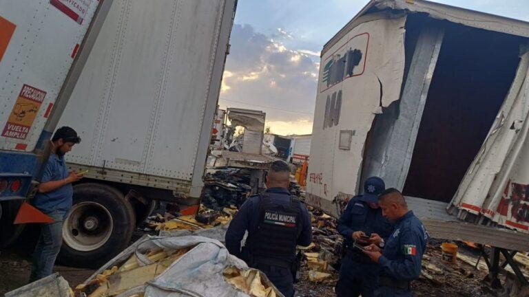 Imagen: Chispazo provoca incendio en taller de tractocamiones, en Tulancingo