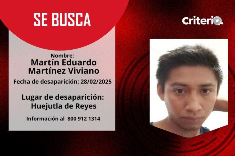 Imagen: Martín Eduardo desaparece en Huejutla; familiares piden apoyo para encontrarlo
