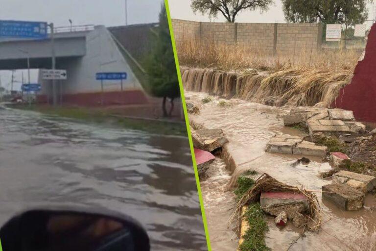 Imagen: Lluvias colapsan una barda en Pitahayas y dejan calles anegadas al sur de Pachuca