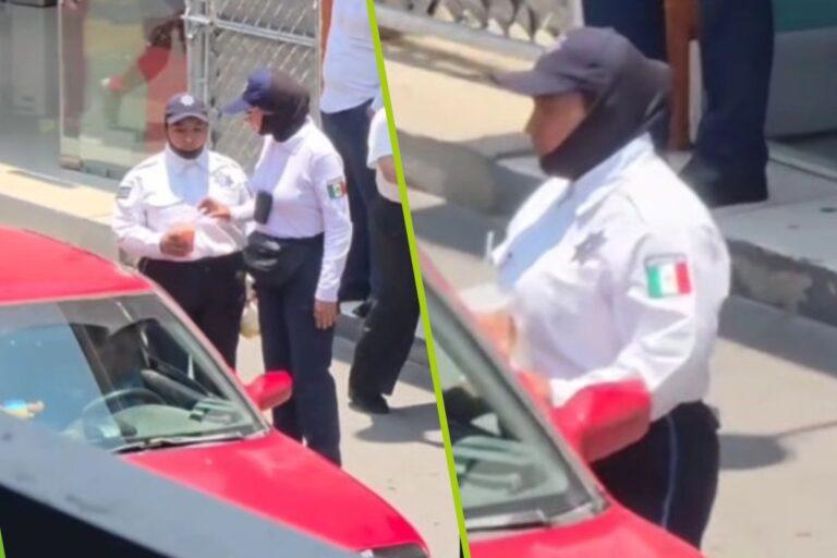 Imagen: Oficial de Movilidad fue captada recibiendo dinero de un conductor en Tulancingo