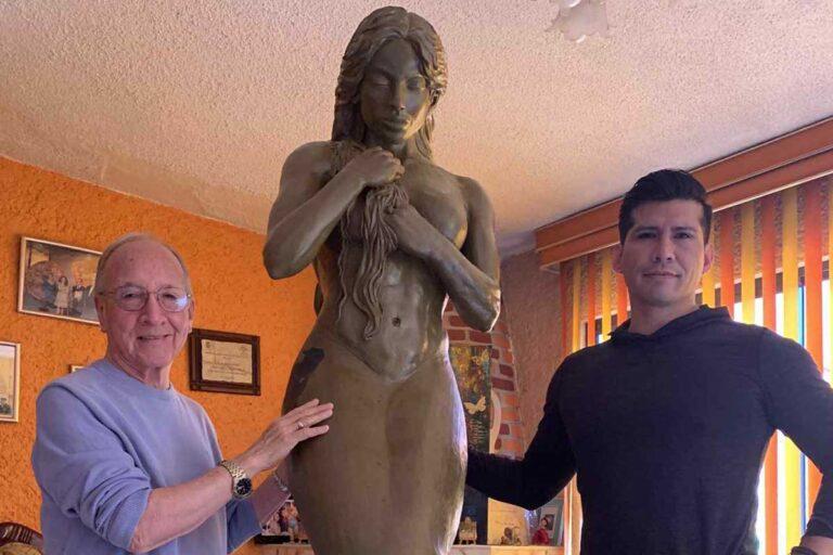 Imagen: ¡Casi lista! Escultura de sirena para islote de la laguna Atezca, en Molango