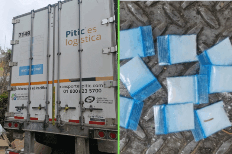 Imagen: Cae remolque cargado de mercancía y droga en predio de Almoloya
