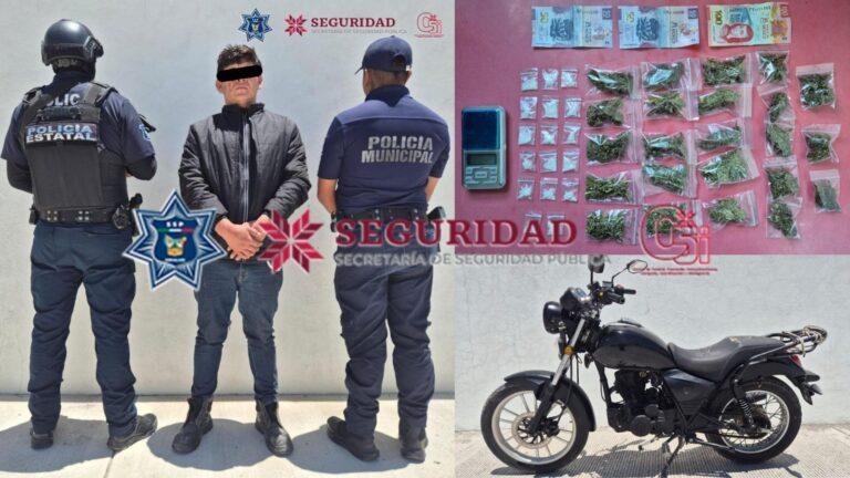 Imagen: Hidalgo: Detienen a persona con presuntas drogas y recuperan motocicleta robada