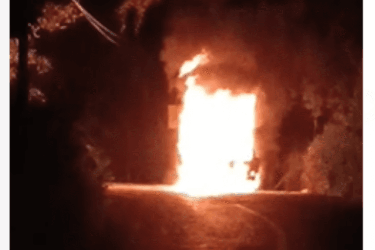 Imagen: Incendio termina con automóvil en la carretera Tlanchinol-Huejutla; ¿por qué se quemó?