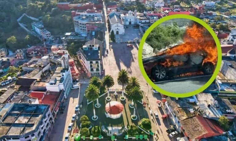 Imagen: Zacualtipán: Vehículo envuelto en llamas moviliza a los cuerpos de Emergencia