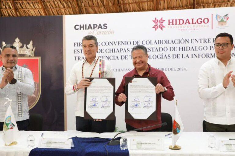 Imagen: Signan Hidalgo y Chiapas convenio para el intercambio de tecnologías de la información