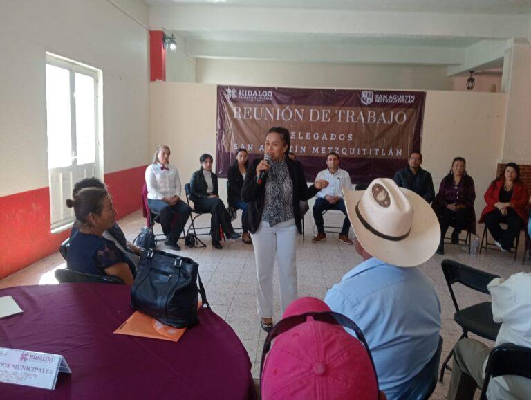 Imagen: Reunión entre secretaria de Desarrollo Político y delegados de Metzquititlán; esto se dijo: