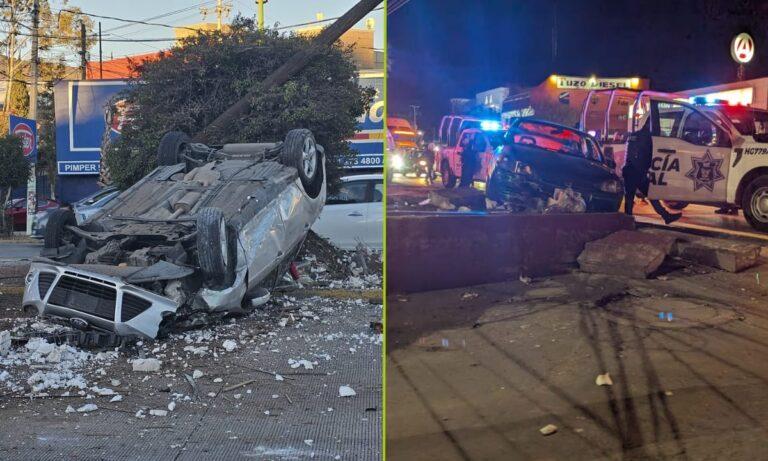 Imagen: Sábado de accidente en Pachuca, vuelca auto y otro impacta camellón en el Colosio
