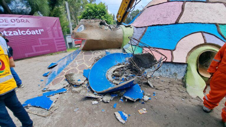 Imagen: Empezó la demolición del parque La Tortuga, en Tula