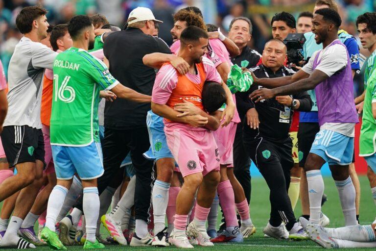 Imagen: Pelea entre Seattle Sounders y el Inter Miami en la final de la Leagues Cup