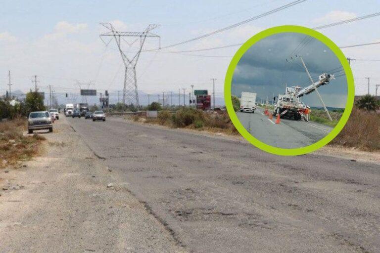 Imagen: Las Torres, bajo riesgo: Poste eléctrico inclinado alarma a conductores y peatones