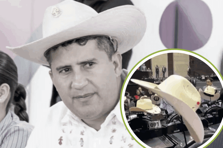 Imagen: Con sombreros manchados de rojo, diputados del PRI denuncian aumento de la violencia tras asesinato de Carlos Manzo