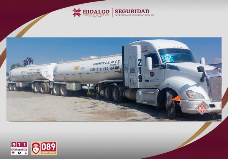 Imagen: Robo de tractocamión en Singuilucan: SSPH asegura 60 mil litros de hidrocarburo
