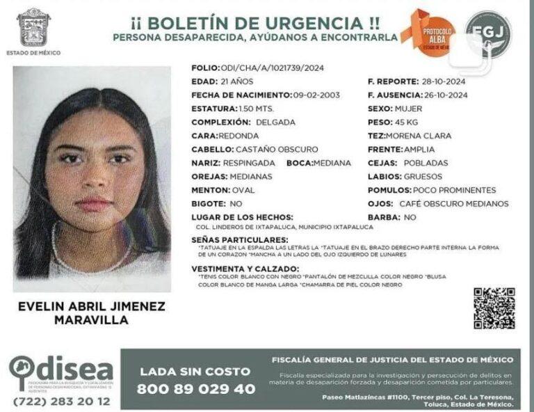 Imagen: Estado de México: Evelin Abril salió a un baile con su novio hace 18 meses y no se volvió a saber de ella