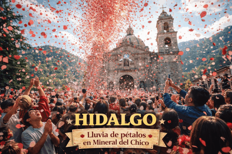 Imagen: La emotiva lluvia de pétalos en Mineral del Chico: una tradición de más de 150 años