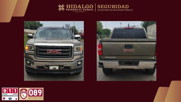 Imagen: SSPH asegura vehículo con reporte de robo en Mineral de la Reforma