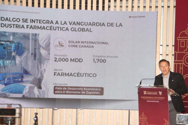 Imagen: Hidalgo: Firma canadiense del sector farmacéutico invertirá 2 mil mdd en el polo de desarrollo de Zapotlán